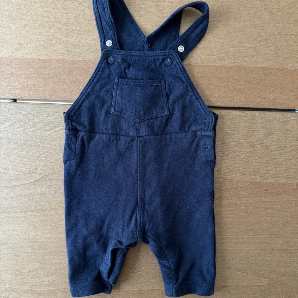 PETIT BATEAU Navy Blue Organic Cotton Baby Overalls